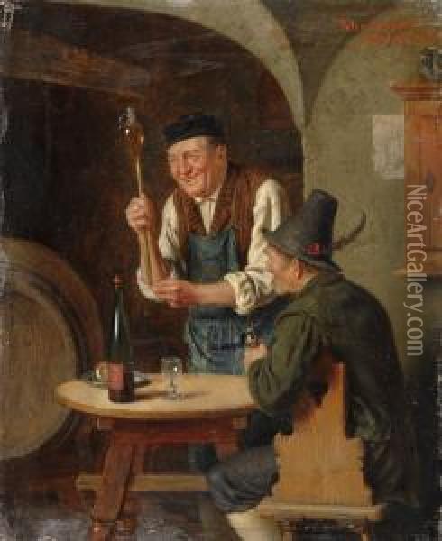 Die Weinprobe. Oil Painting - Peter I Kramer