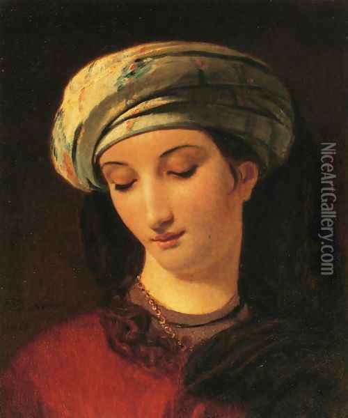 Portrait of a Woman with a Turban Oil Painting - Francois-Joseph Navez