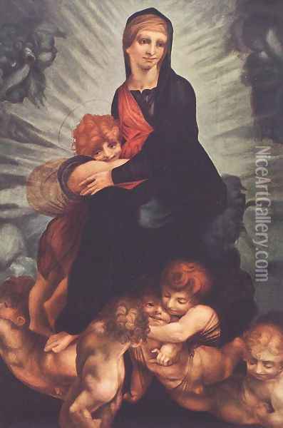 Madonna and Child with Putti c. 1517 Oil Painting - Fiorentino Rosso