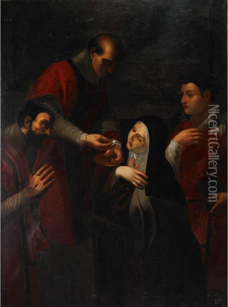 Nun Receiving Communion Oil Painting - Michelangelo Merisi Da Caravaggio