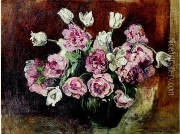 Bouquet De Pivoines Et Tulipes Oil Painting - Emile-Othon Friesz