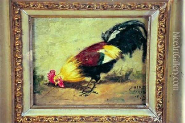 Rooster Oil Painting - William Baptiste Baird