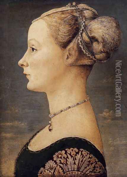 Portrait of a Girl Oil Painting - Antonio Del Pollaiuolo