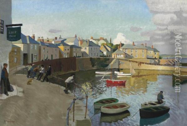 Mousehole Harbour, Cornwall Oil Painting - Harvey Harold