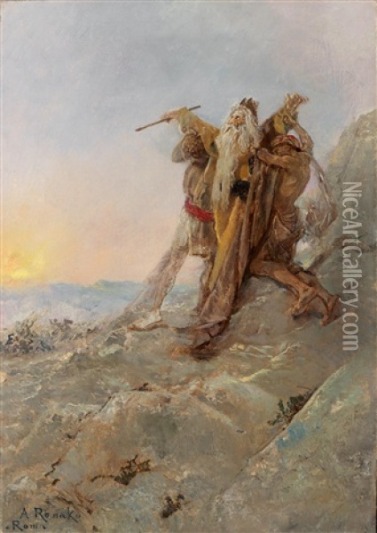 Moses Auf Dem Berg Horeb Oil Painting - Anton Romako