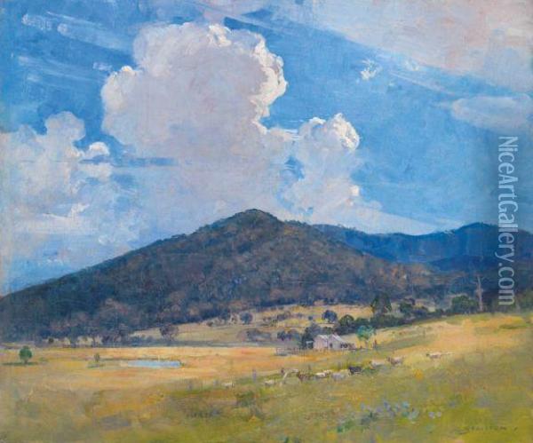 Hill And Cloud Oil Painting - Arthur Ernest Streeton