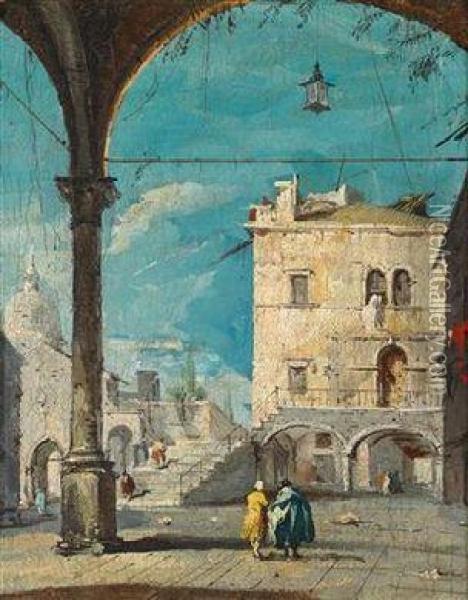 Eine Venezianische Strassenszene Oil Painting - Francesco Guardi