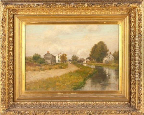 Canal Scene Oil Painting - Leonard Ochtman