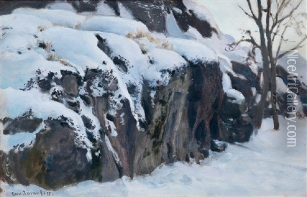 Snow-covered Cliffs Oil Painting - Eero Jaernefelt