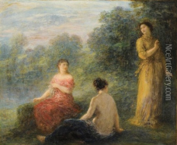 Trois Nymphes Pres D'une Source Oil Painting - Henri Fantin-Latour