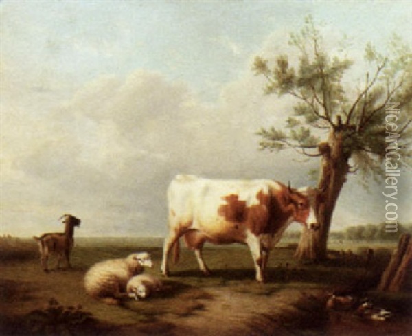 Out To Pasture Oil Painting - J. Robbe