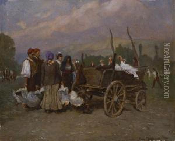 Geflugelmarkt Auf Dem Balkan Oil Painting - Hugo Charlemont