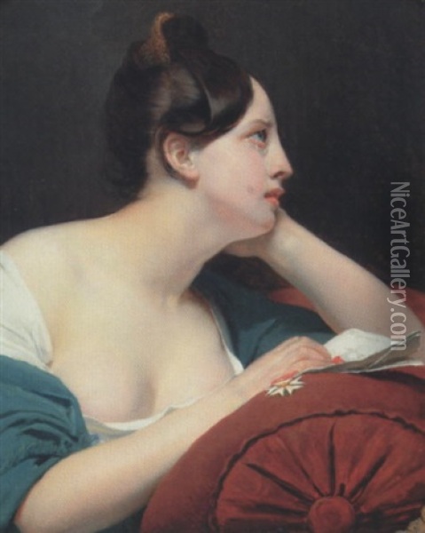 Mademoiselle Georges, La Rupture Oil Painting - Claude Marie Dubufe