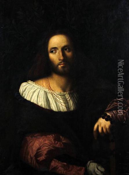 Portrait Of A Renaissance Poet, Thought To Be Ariosto Oil Painting - Palma Vecchio (Jacopo Negretti)