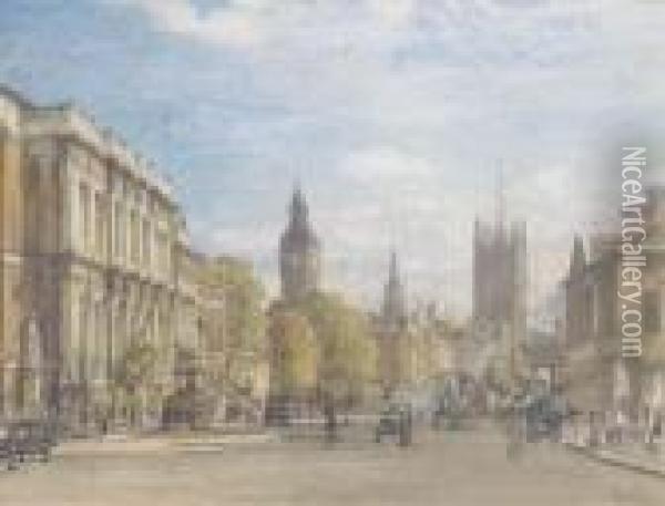 Whitehall Oil Painting - Francis H. Dodd