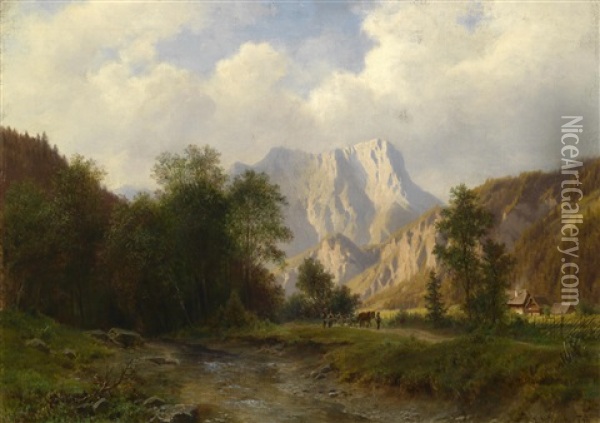 Der Tolzstein Bei Afflenz, Steiermark Oil Painting - Ludwig Georg Eduard Halauska