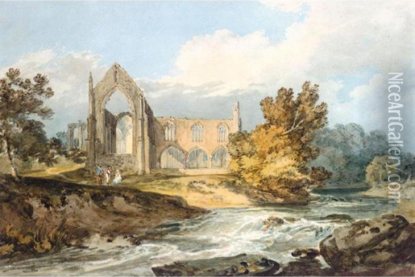 Bolton Abbey, Yorkshire On The Wharfe Oil Painting - Joseph Mallord William Turner