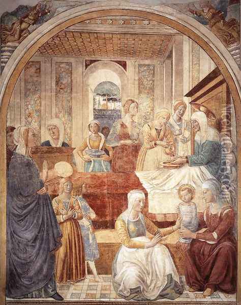 Birth of Mary Oil Painting - Benozzo di Lese di Sandro Gozzoli