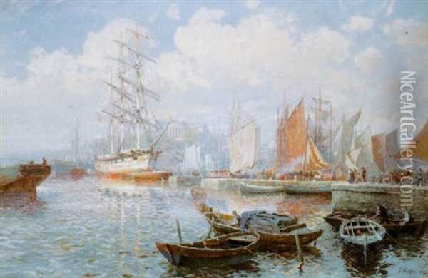 Ansicht Eines Nordischen Hafens (england?) Oil Painting - Georg Hacker