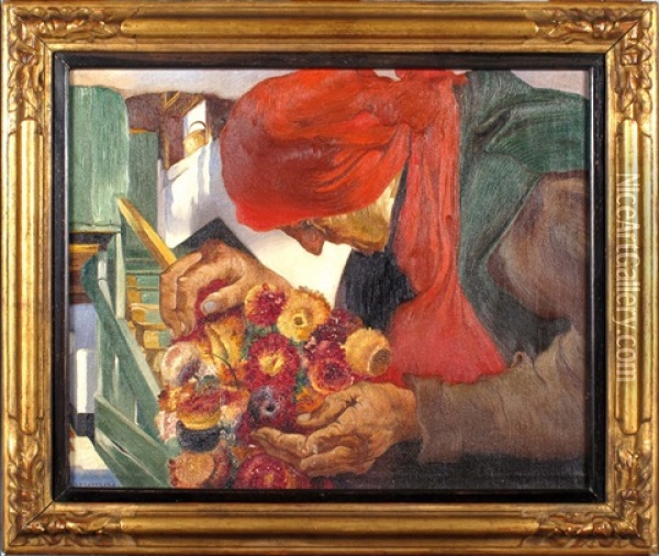 Le Bouquet Oil Painting - Maurice Langaskens