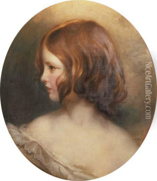 Portrait Of A Young Girl, Bust Length, In Profile Oil Painting - Sir Thomas Lawrence