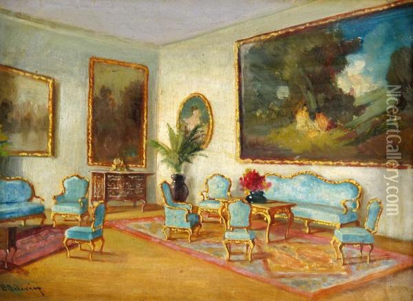 A Bourgeois Interior Oil Painting - Istvan Burchard-Belavary