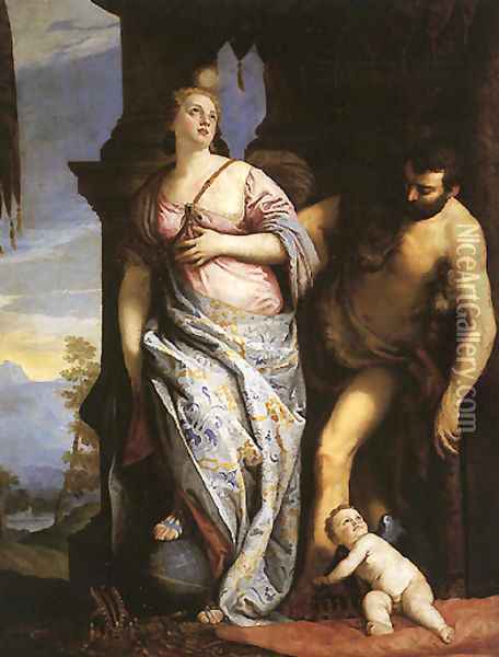 Allegory of Wisdom and Strength, The Choice of Hercules or Hercules and Omphale (original by Paolo Veronese) Oil Painting - Francois Boucher