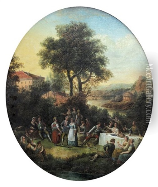 Wir Feiern Den Wein (celebrating The Wine) Oil Painting - Christian Wilhelm Ernst Dietrich