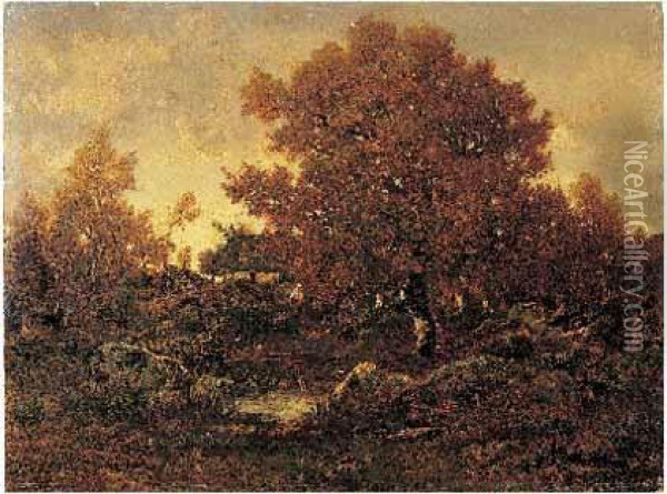Mare Dans La Foret De Fontainebleau Oil Painting - Theodore Rousseau