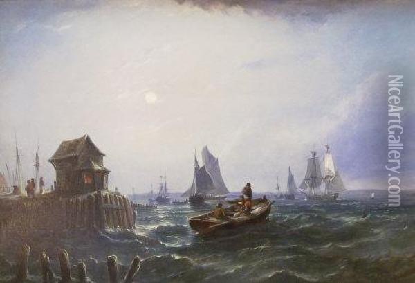 Evening Seascape Oil Painting - William Adolphu Knell