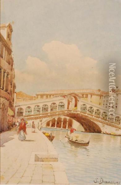 View Of Rialto Bridge Oil Painting - Stefano Donadoni