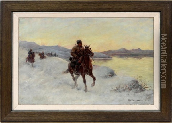 Cavalry Oil Painting - Viktor Vinkentevich Mazurovsky