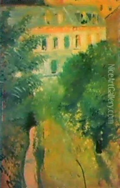 Grossmutter Im Garten. Oil Painting - August Macke