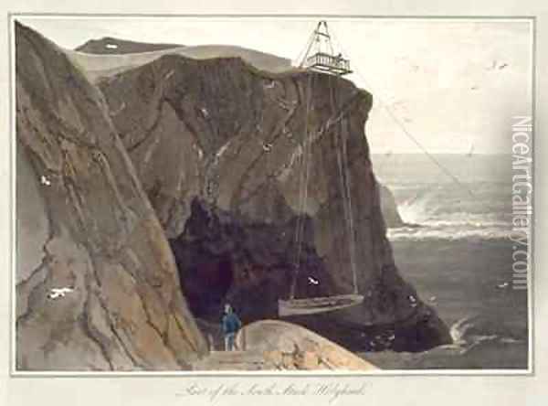 Letting down a boat from the platform at Holyhead Oil Painting - William Daniell RA