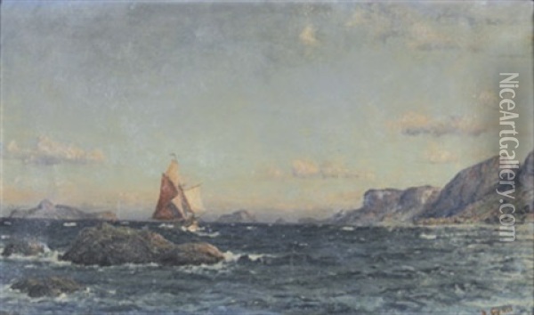 Kustenlandschaft Mit Segelbooten Oil Painting - Henry Enfield