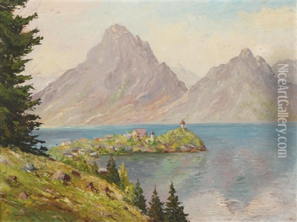 Blick Auf Traunkirchen Oil Painting - Alois Hernick