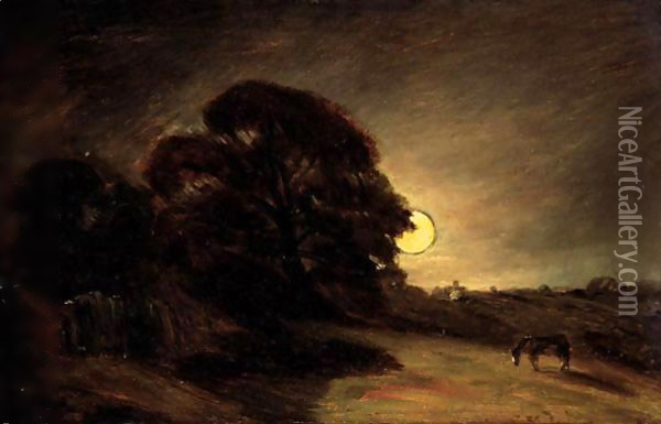Edge Of A Heath By Moonlight Oil Painting - John Constable