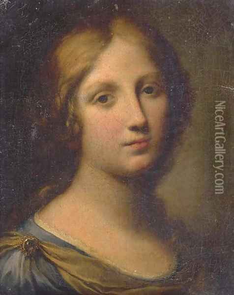 Portrait of a young woman, head and shoulders Oil Painting - Onorio Marinari