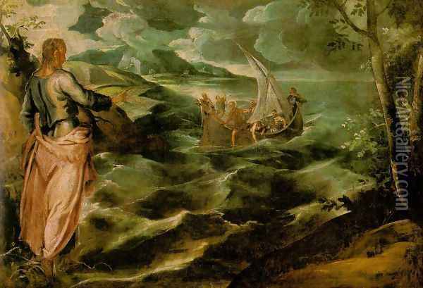 Christ at the Sea of Galilee c. 1575-80 Oil Painting - Jacopo Tintoretto (Robusti)