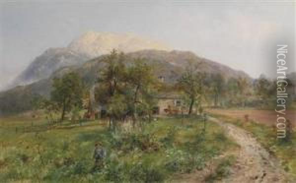 View Of Thedobratsch Oil Painting - Emil Barbarini