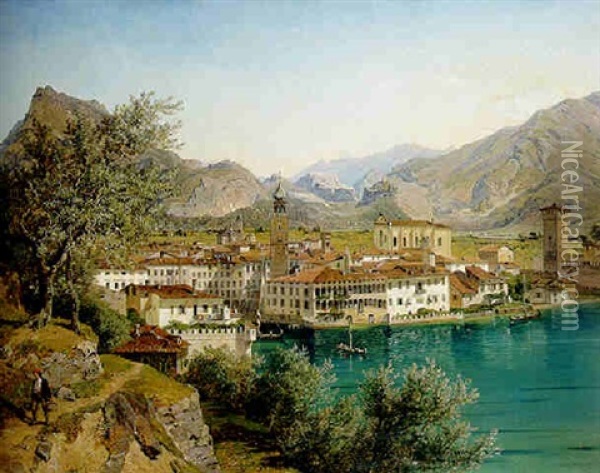 Riva On Lake Garda Oil Painting - Franz Reinhold