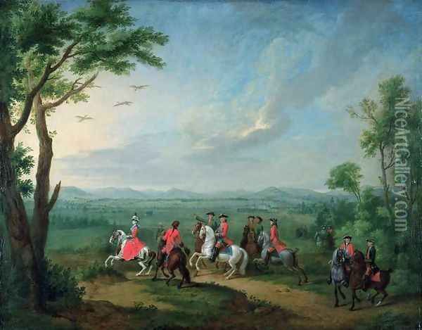 Landgravess Philippine Hunting Heron Oil Painting - Johann Heinrich The Elder Tischbein