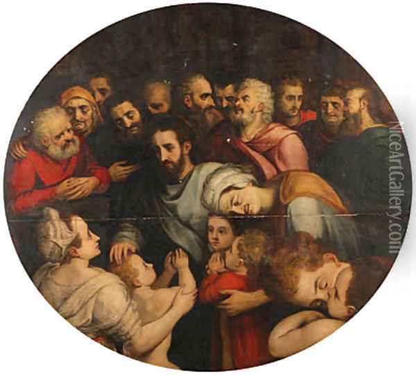 Suffer the little children to come unto me ... Oil Painting - Frans, the elder Floris