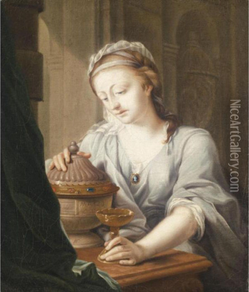 Artemisia Of Caria With The Ashes Of Her Husband, Prince Mausolus Oil Painting - Johann Heinrich Ii Tischbein