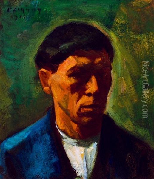 Self Portrait Oil Painting - Dezsoe Czigany