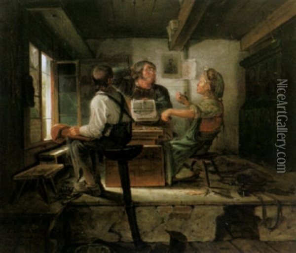In Der Schusterwerkstatt Oil Painting - Carl Adolf Mende