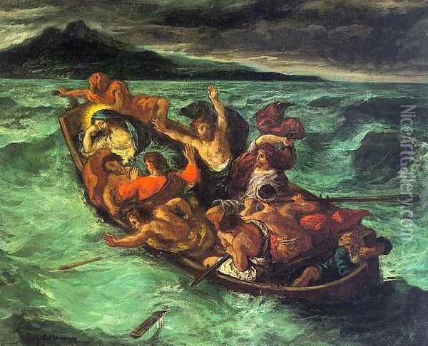 Christ on the Lake of Gennesaret Oil Painting - Eugene Delacroix