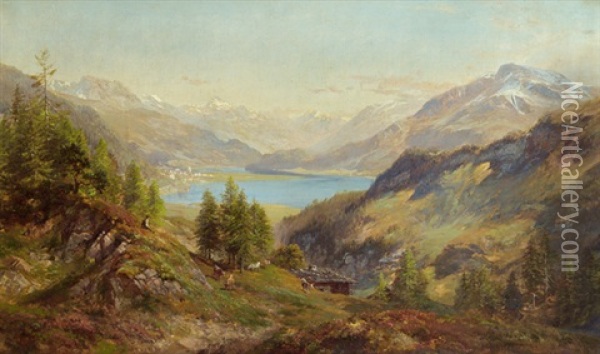 Engadin, Silvaplanasee Oil Painting - Edward Theodore Compton