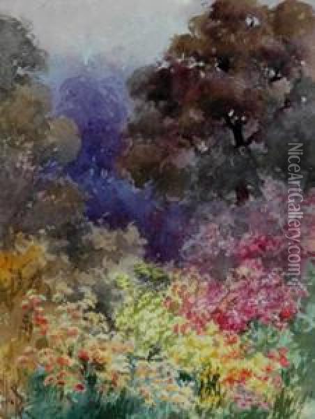 Forest Wildflowers Oil Painting - Marian Ellis Rowan