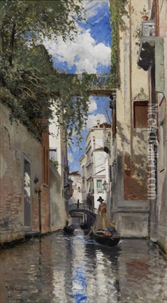 Venetiansk Kanalbild Oil Painting - Carl Skanberg